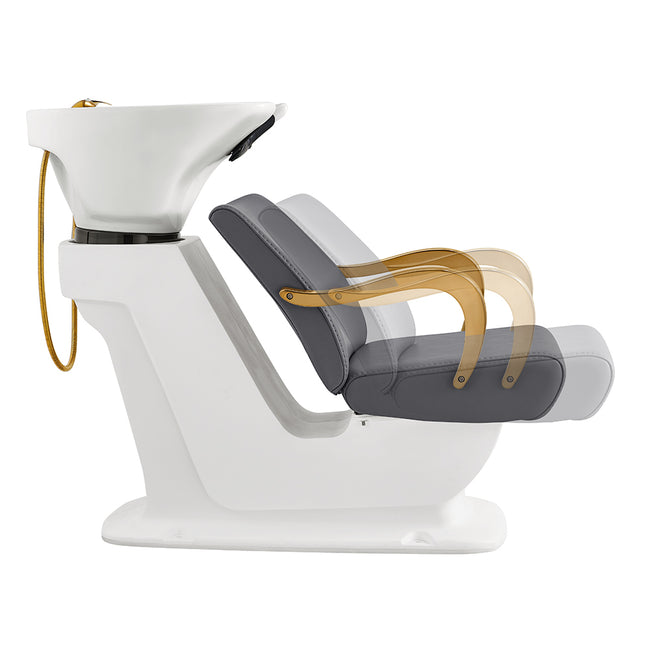 Unidad de champú Beckman Gold Salon con asiento ajustable