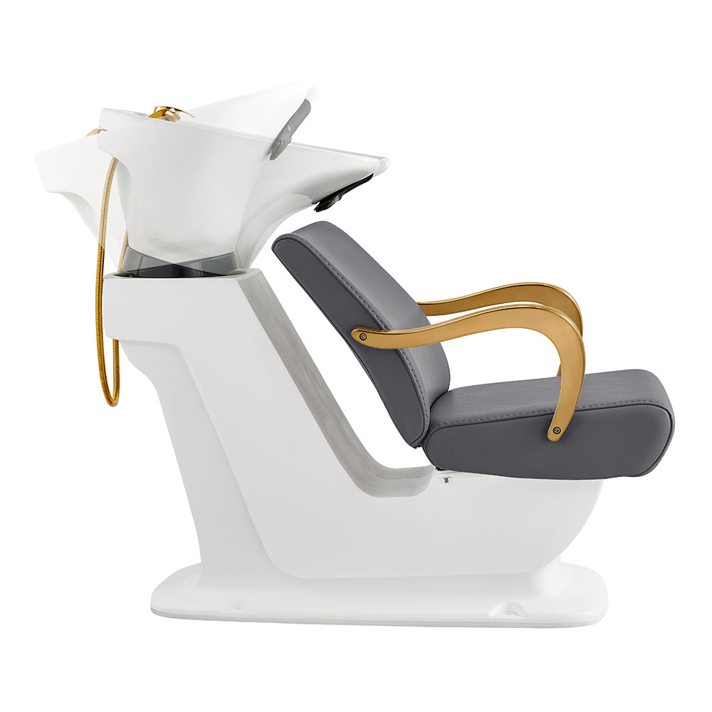 Unidad de champú Beckman Gold Salon con asiento ajustable